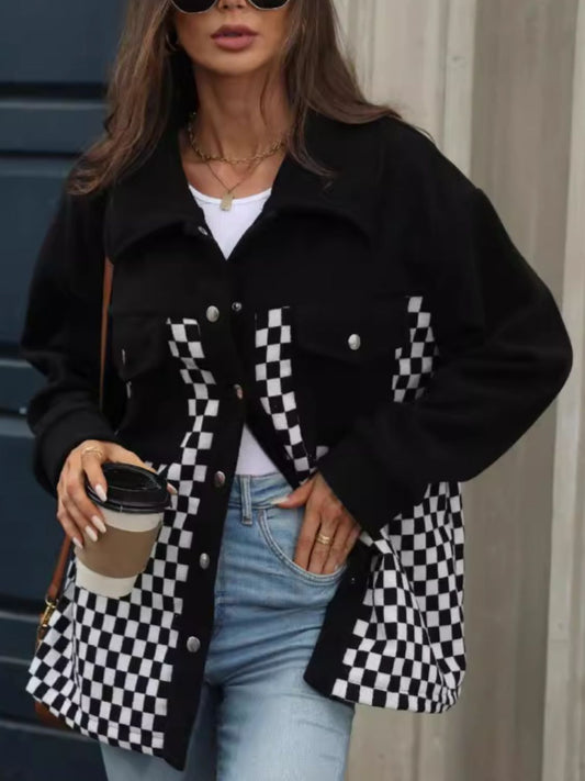 Black and White Checkered Shacket