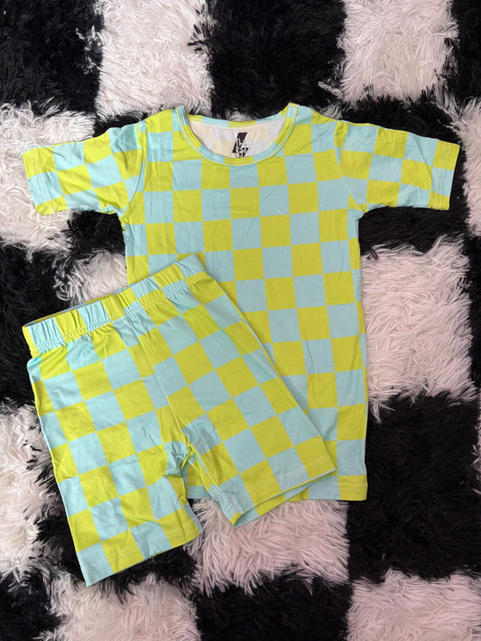 Neon Checkered 2 Piece Pajama