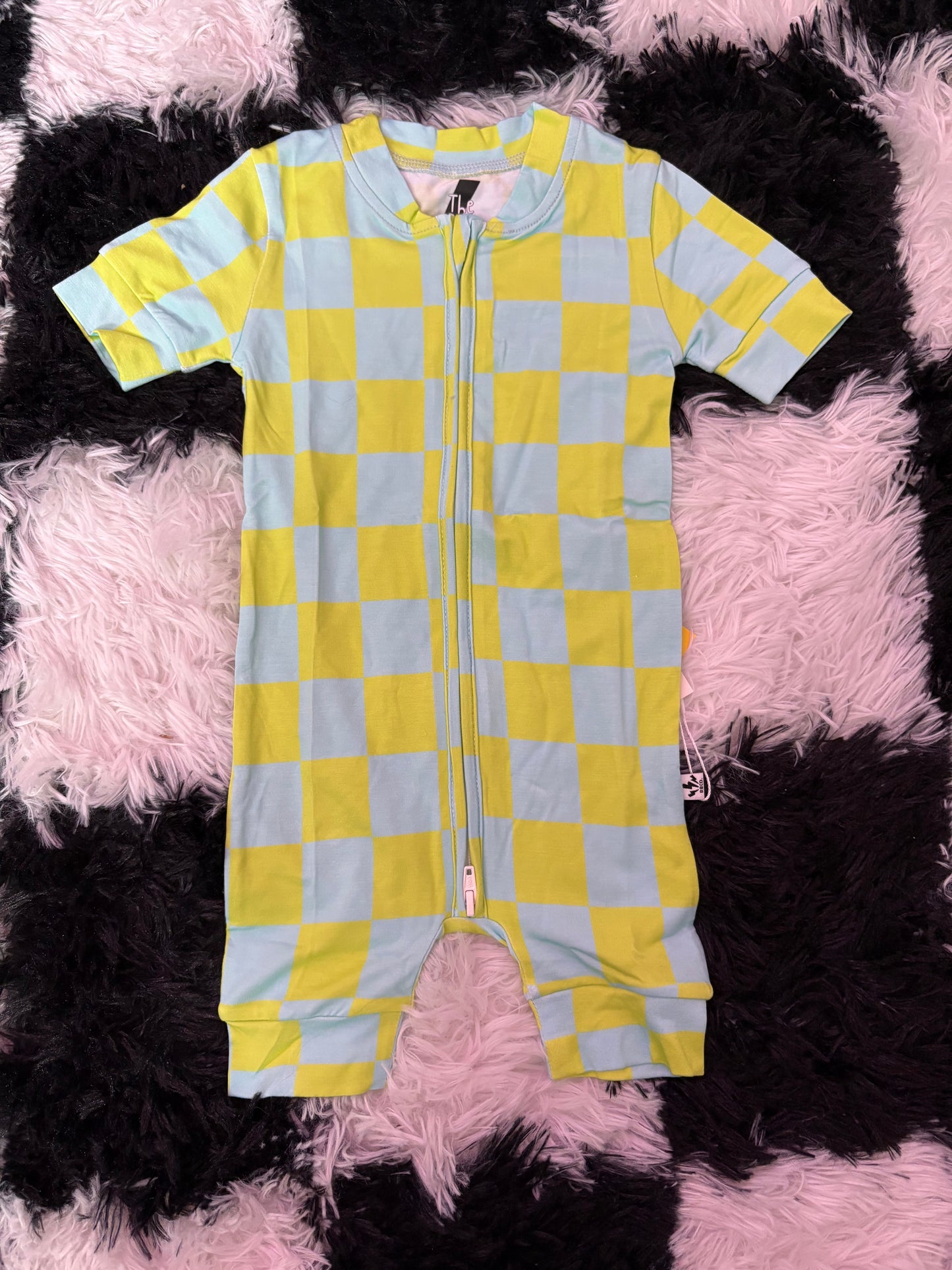 Neon Checkered Short Zippie